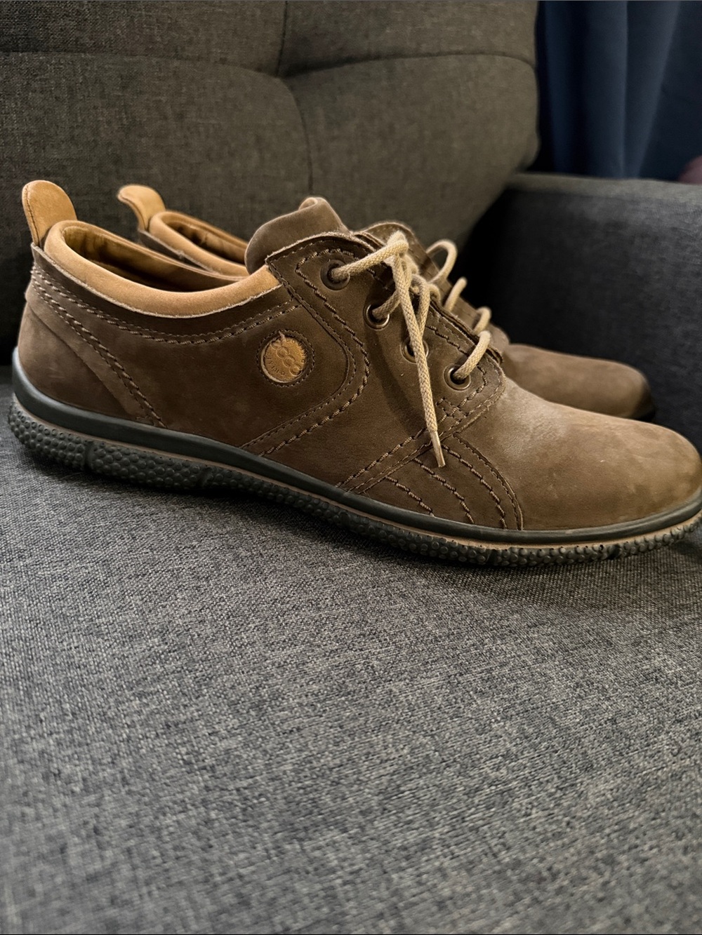 ECCO Brown Nubuck Leather Lace Up Arch Support Comfort Shoes EU 41